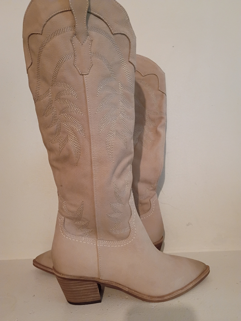 Dolce Vita Beige Tall Western Heeled Boots